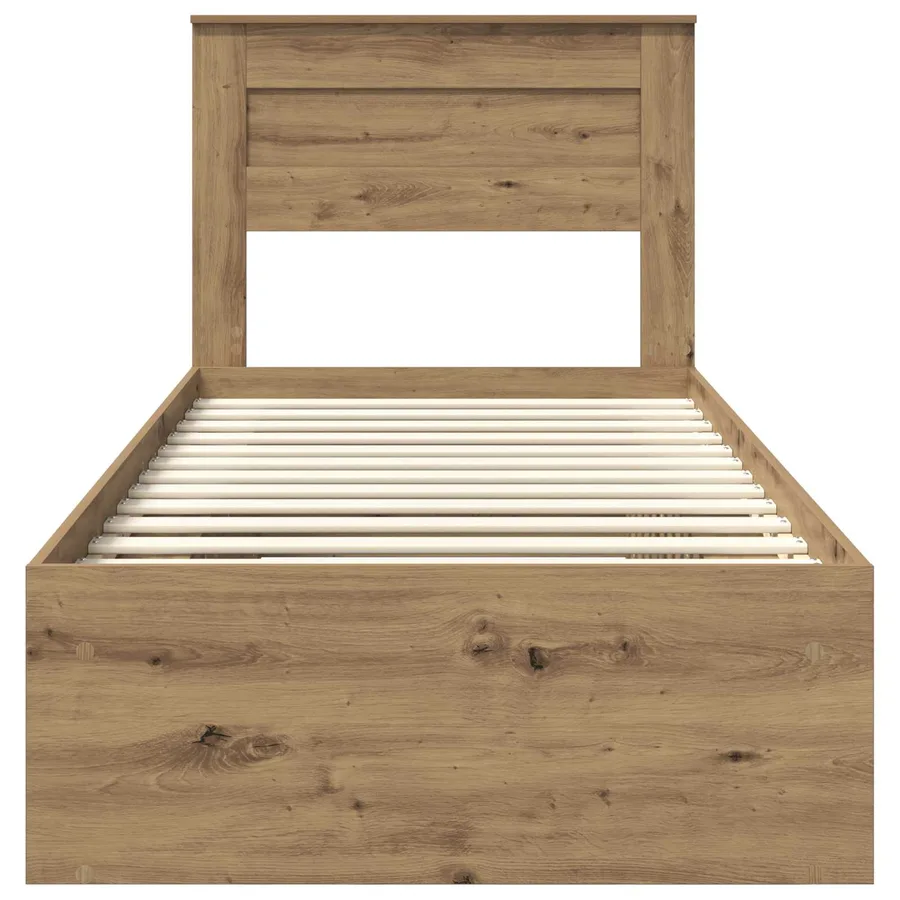 Cadre de lit Chêne artisan 100 x 200 cm Bois de pin massif - 7