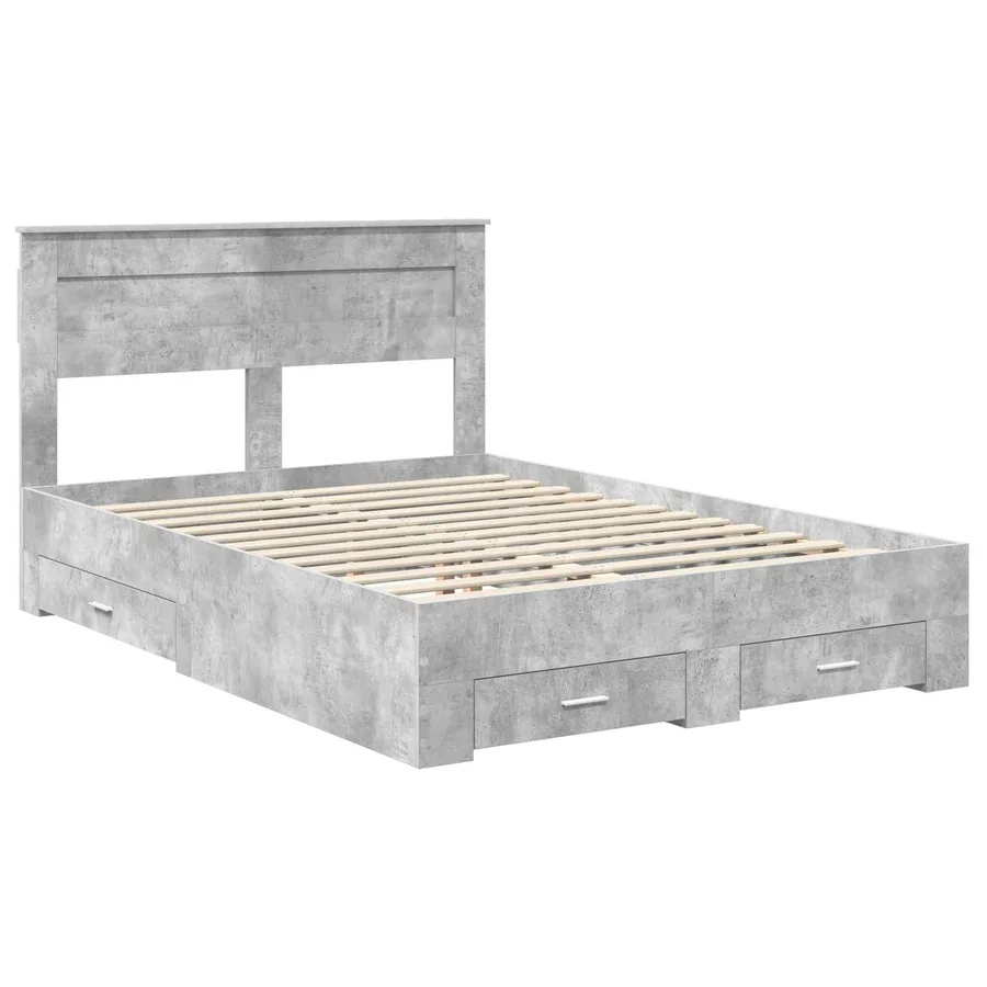 Cadre de lit Gris béton 140 x 200 cm Bois d'ingénierie - 4
