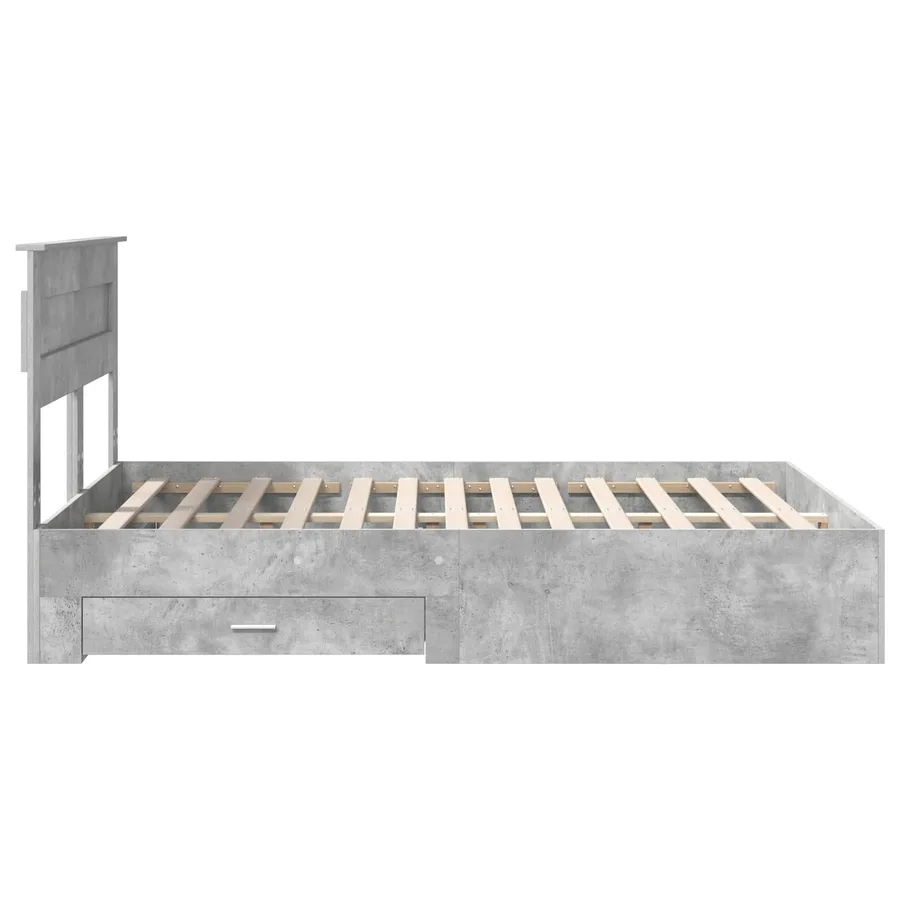 Cadre de lit Gris béton 140 x 200 cm Bois d'ingénierie - 9