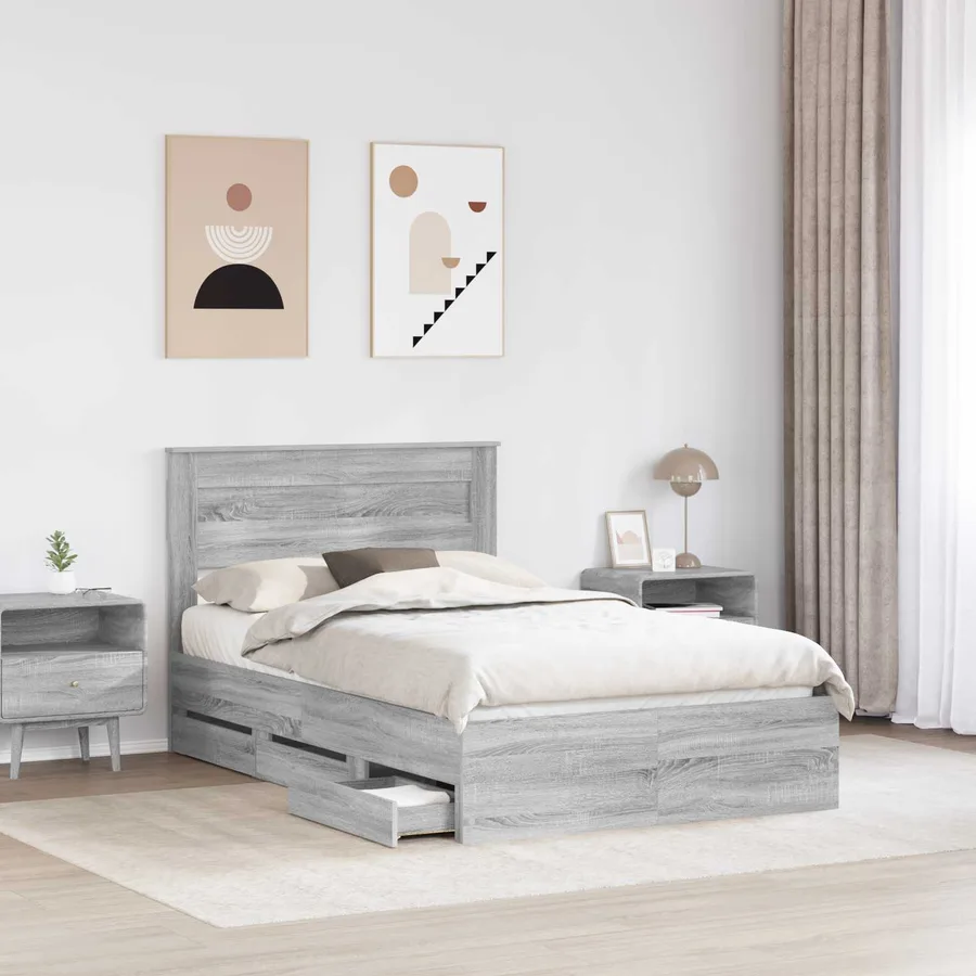 Cadre de lit Gris Sonoma 120 x 190 cm Bois Ingénierie - 3