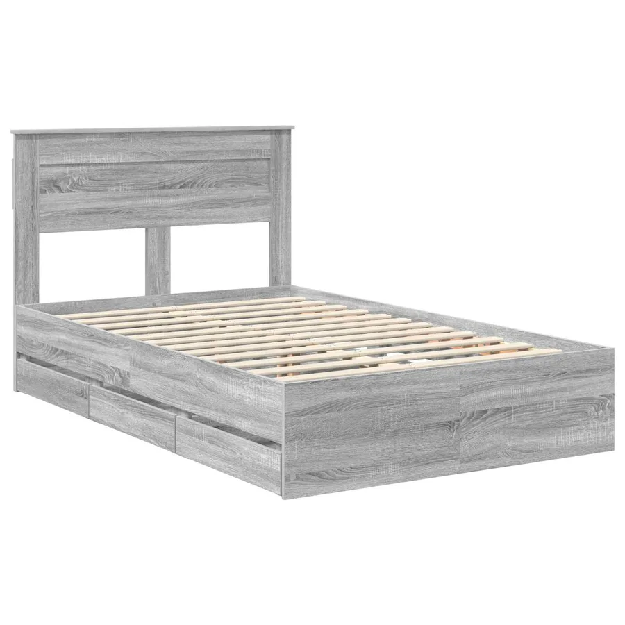 Cadre de lit Gris Sonoma 120 x 190 cm Bois Ingénierie - 4