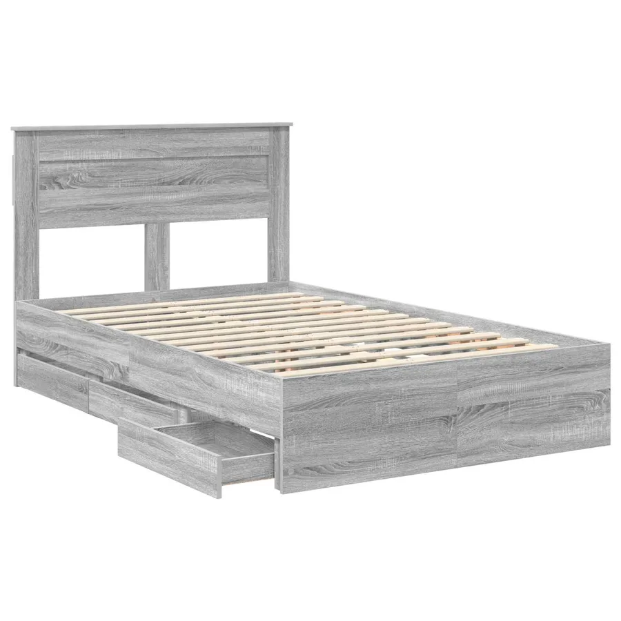 Cadre de lit Gris Sonoma 120 x 190 cm Bois Ingénierie - 5