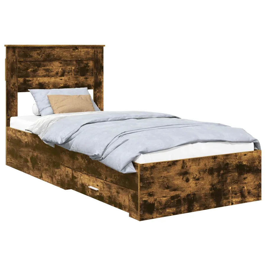 Cadre de lit Chêne fumé 100 x 200 cm Bois d'ingénierie - 2