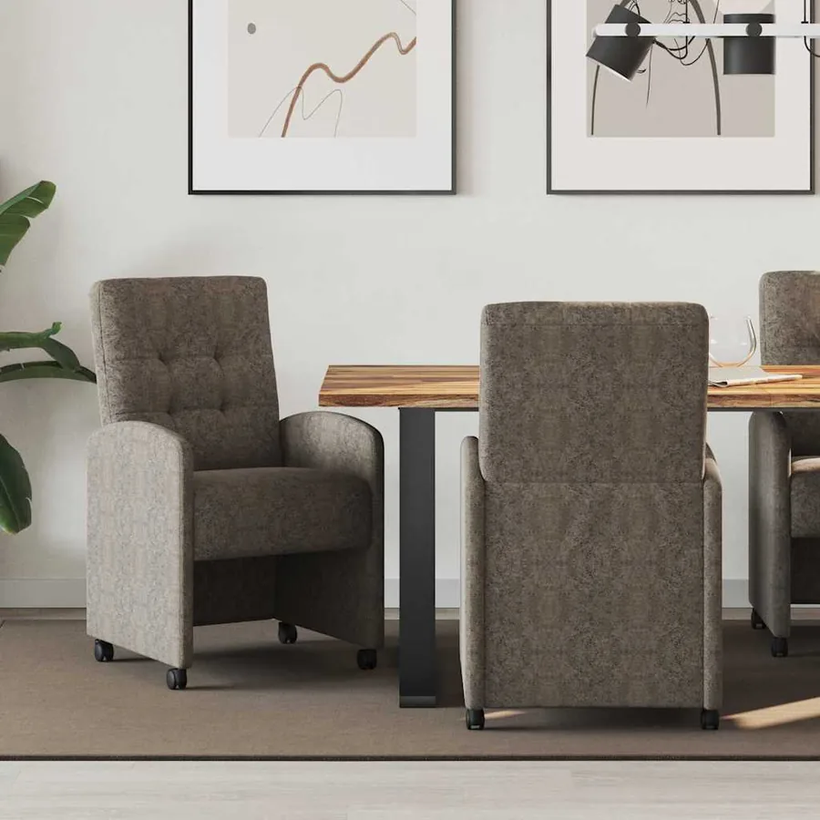 Chaises de Salle à Manger avec Roues 2 pcs Gris foncé