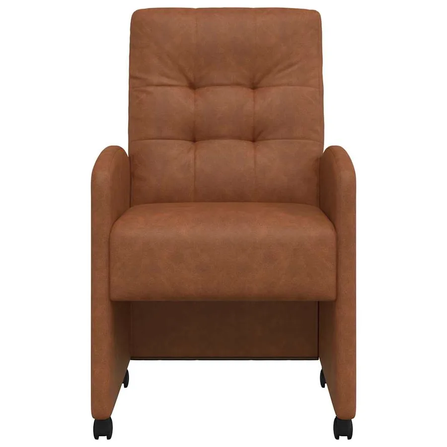 Chaises de Salle à Manger avec Roues 2 pcs Marron Simili cuir - 4