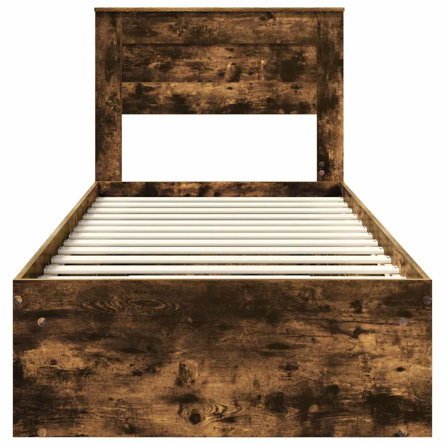 Cadre de lit Chêne fumé 90 x 190 cm Bois de pin massif - 7