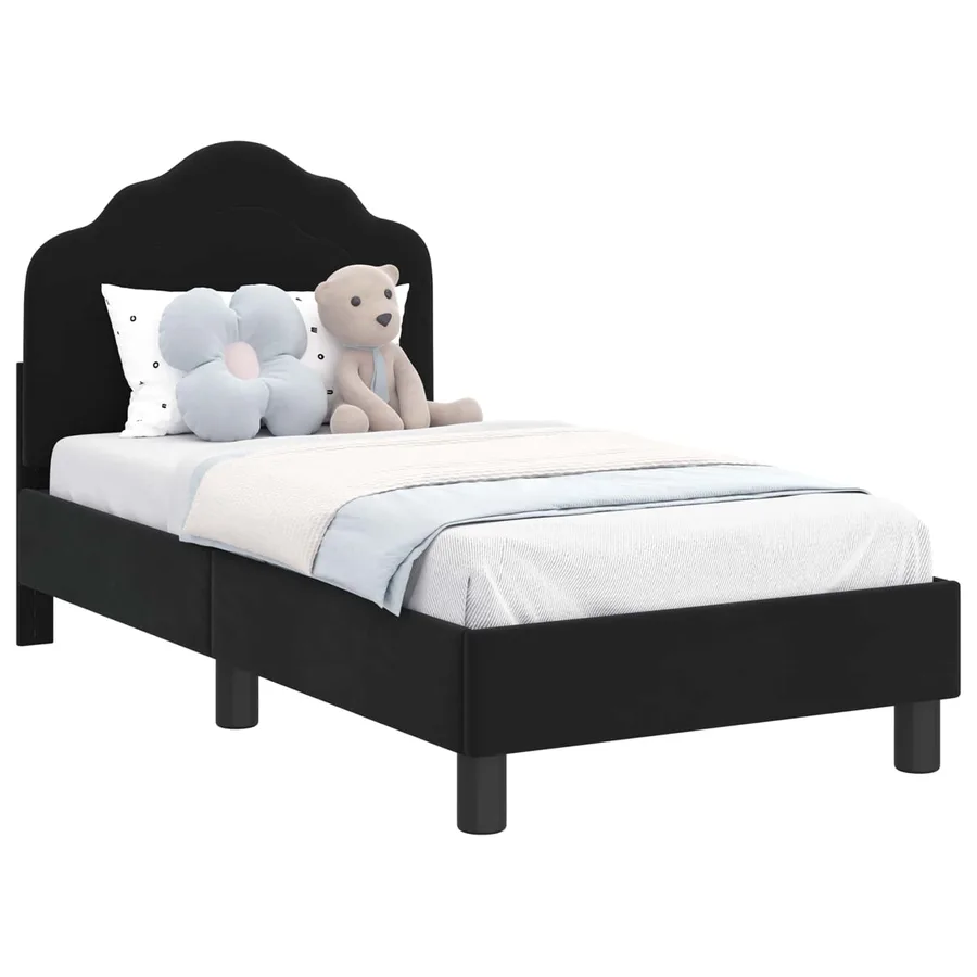 Cadre de lit pour tout-petit avec tête de lit Noir 70 x 140 cm - 2