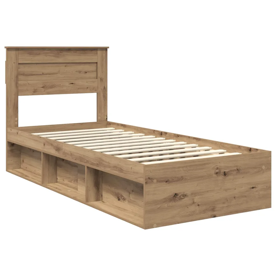 Cadre de lit Chêne artisan 75 x 190 cm Bois de pin massif - 4