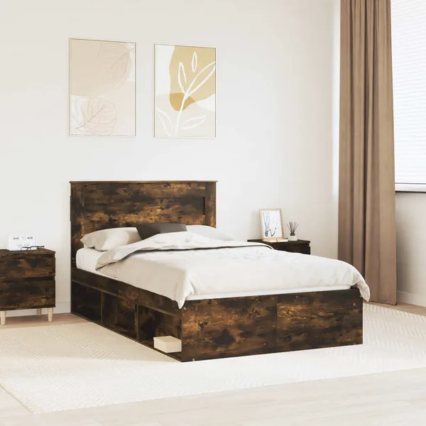 Cadre de lit Chêne fumé 120 x 190 cm Bois de pin massif