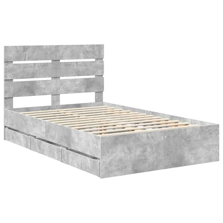 Cadre de lit Gris béton 120 x 190 cm Bois Ingénierie - 4