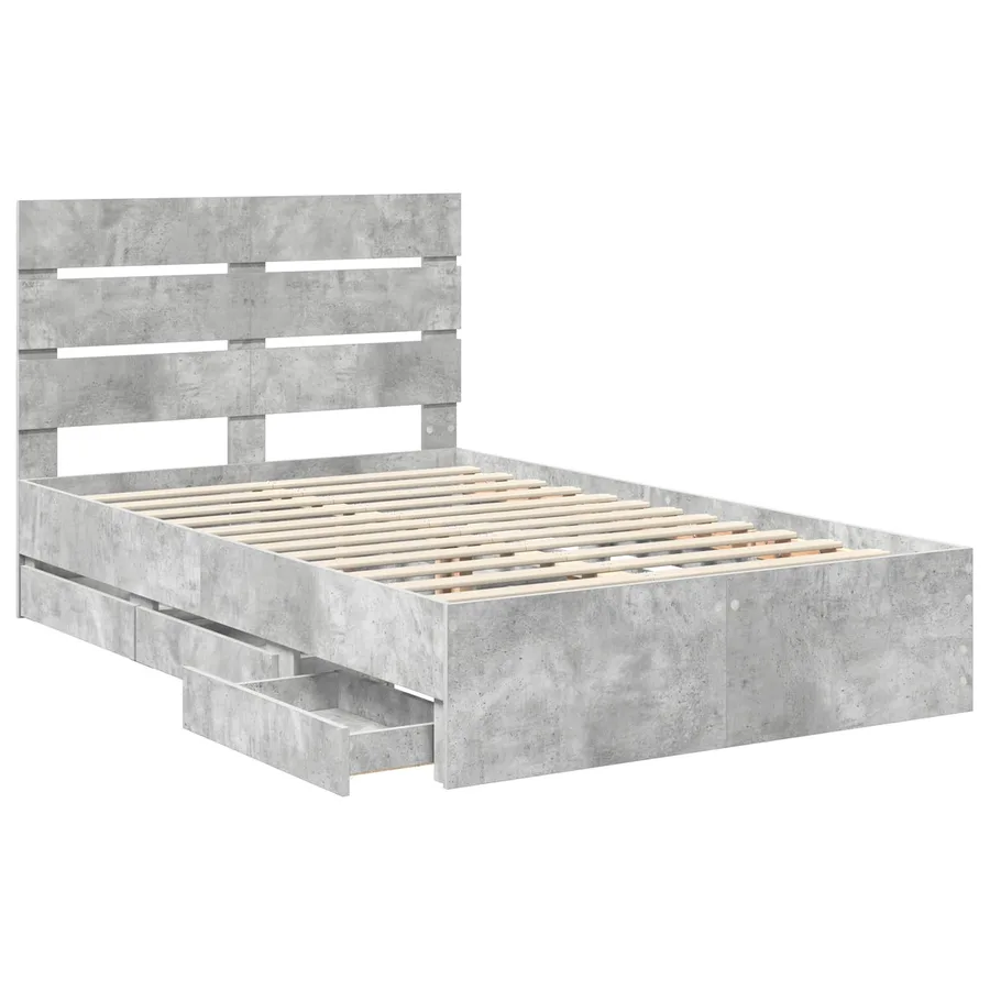 Cadre de lit Gris béton 120 x 190 cm Bois Ingénierie - 5