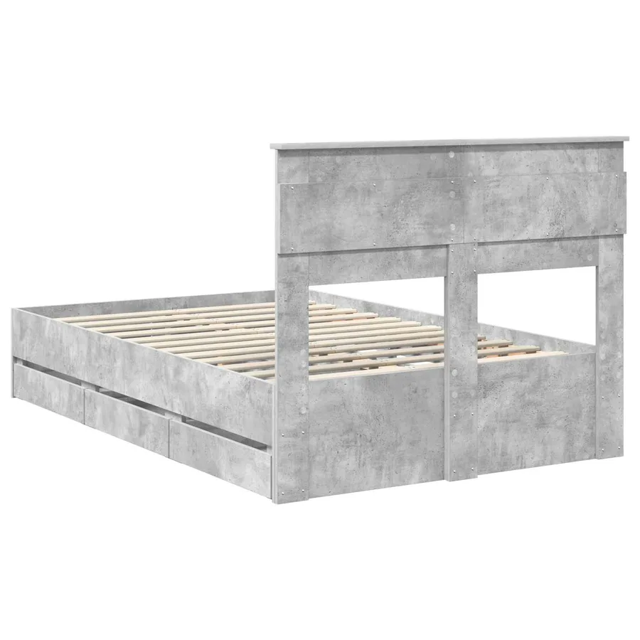 Cadre de lit Gris béton 120 x 190 cm Bois Ingénierie - 8