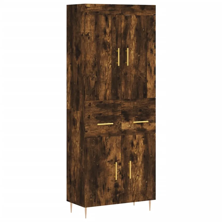 Buffet haut Chêne fumé 69,5x34x180 cm Bois d'ingénierie - 2