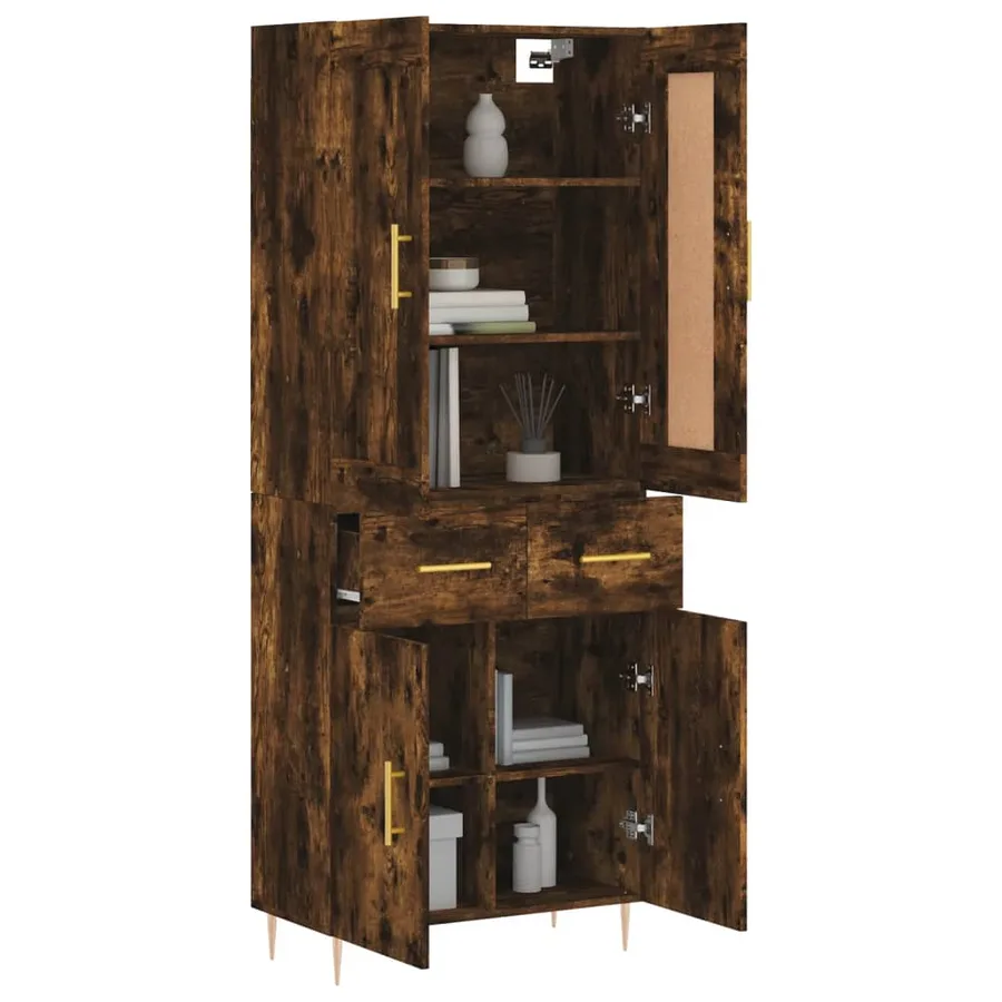 Buffet haut Chêne fumé 69,5x34x180 cm Bois d'ingénierie - 3