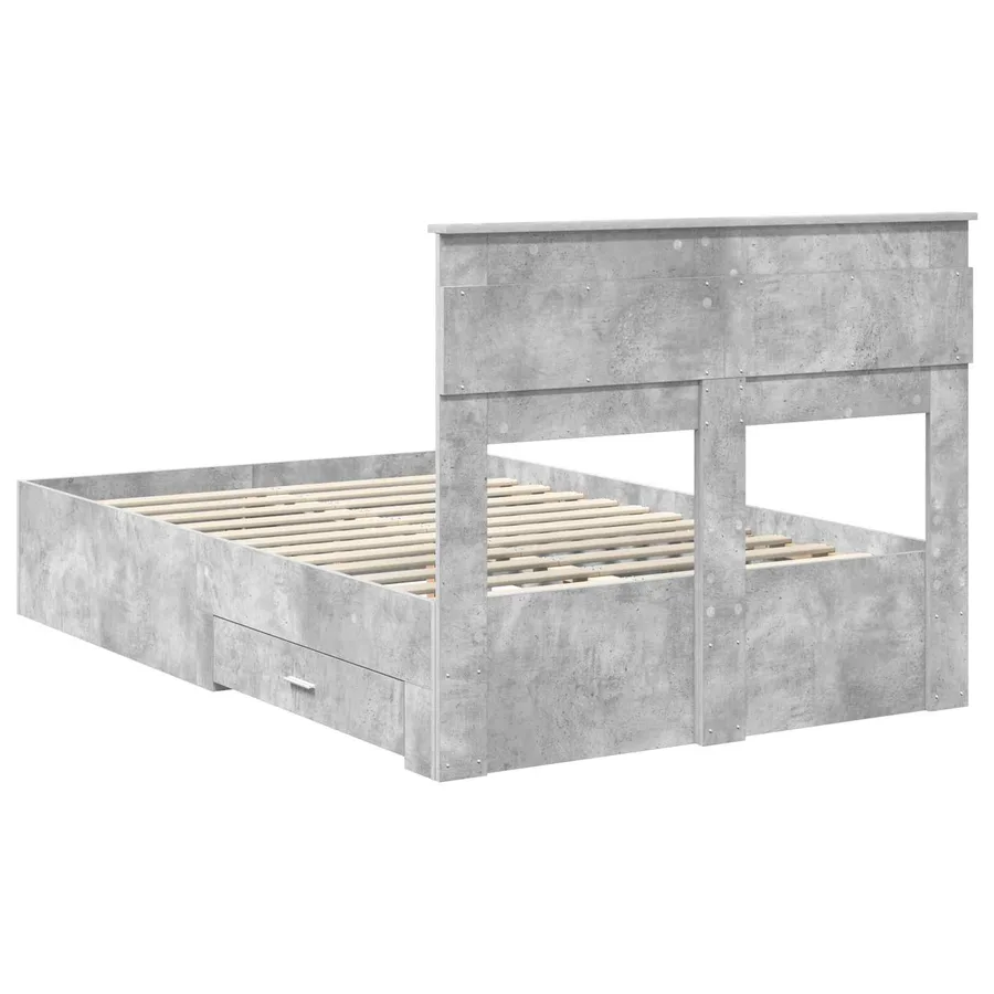 Cadre de lit Gris béton 120 x 200 cm Bois d'ingénierie - 10