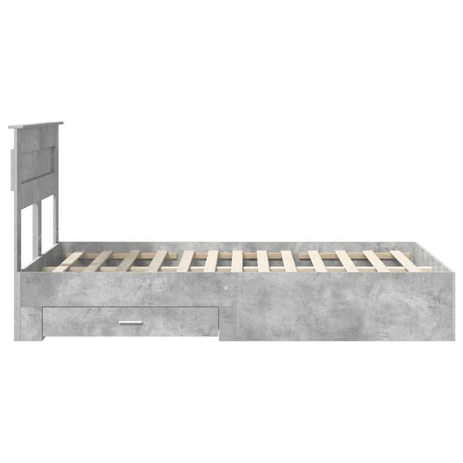 Cadre de lit Gris béton 120 x 200 cm Bois d'ingénierie - 9