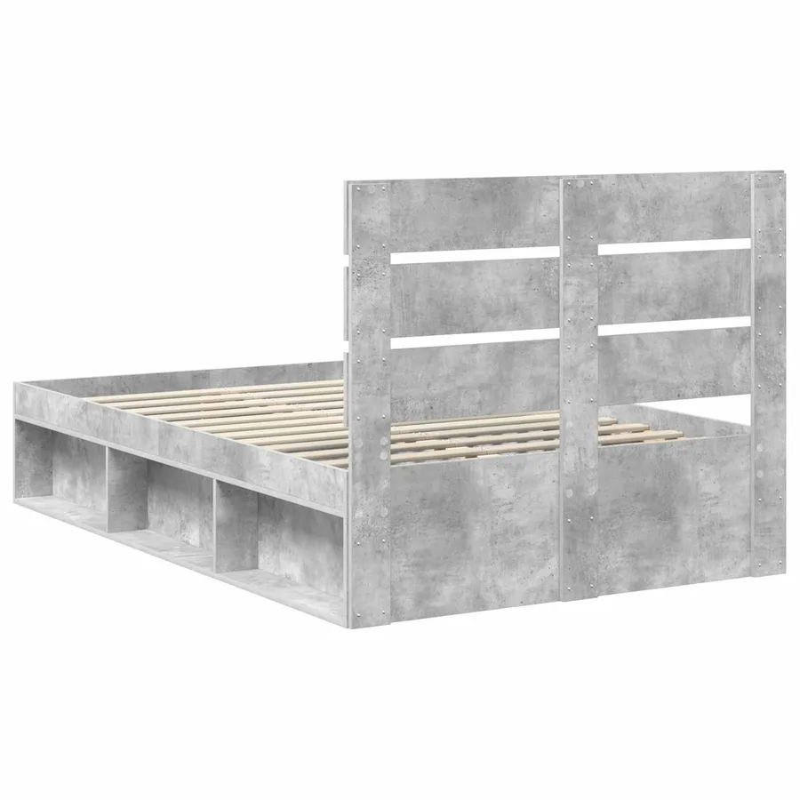 Cadre de lit avec tête de lit Béton 120 x 200 cm Pin massif - 9
