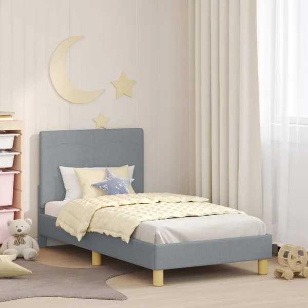 Cadre de lit pour enfants avec tête de lit Gris clair tissu