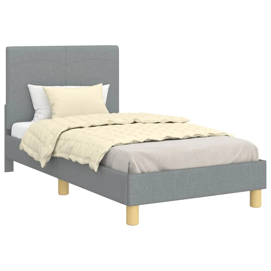 Cadre de lit pour enfants avec tête de lit Gris clair tissu - 2
