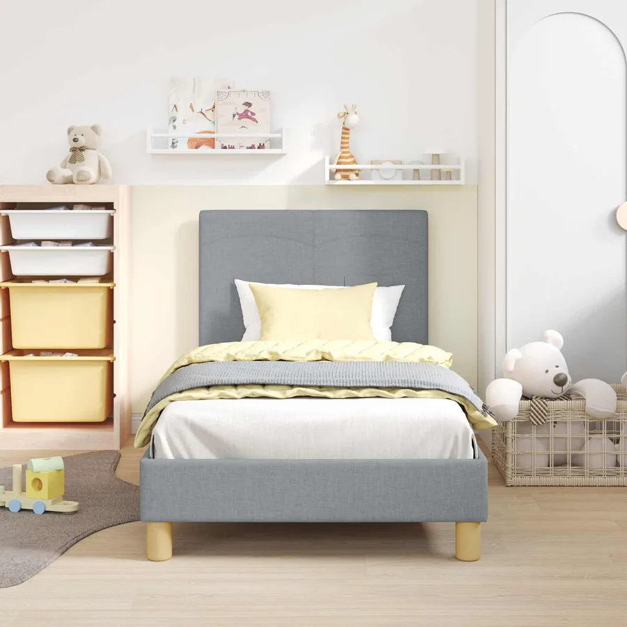 Cadre de lit pour enfants avec tête de lit Gris clair tissu - 3