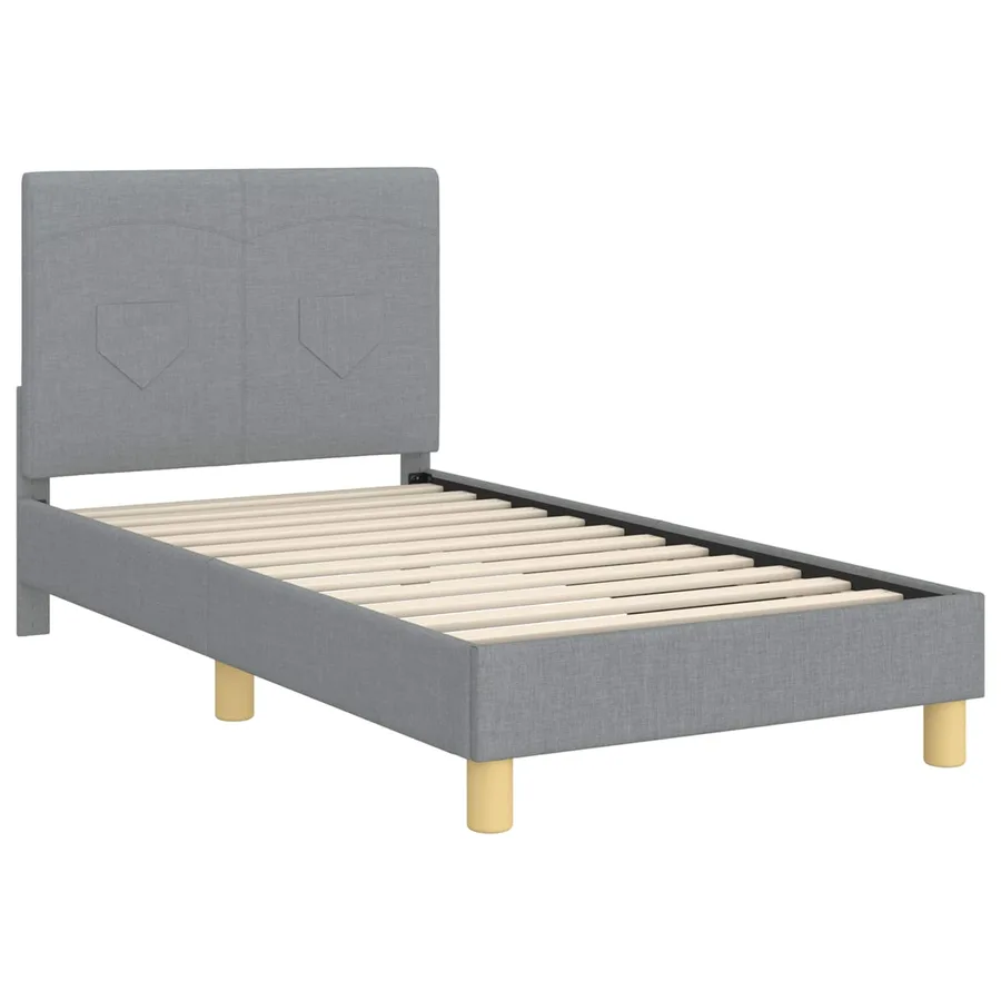 Cadre de lit pour enfants avec tête de lit Gris clair tissu - 4