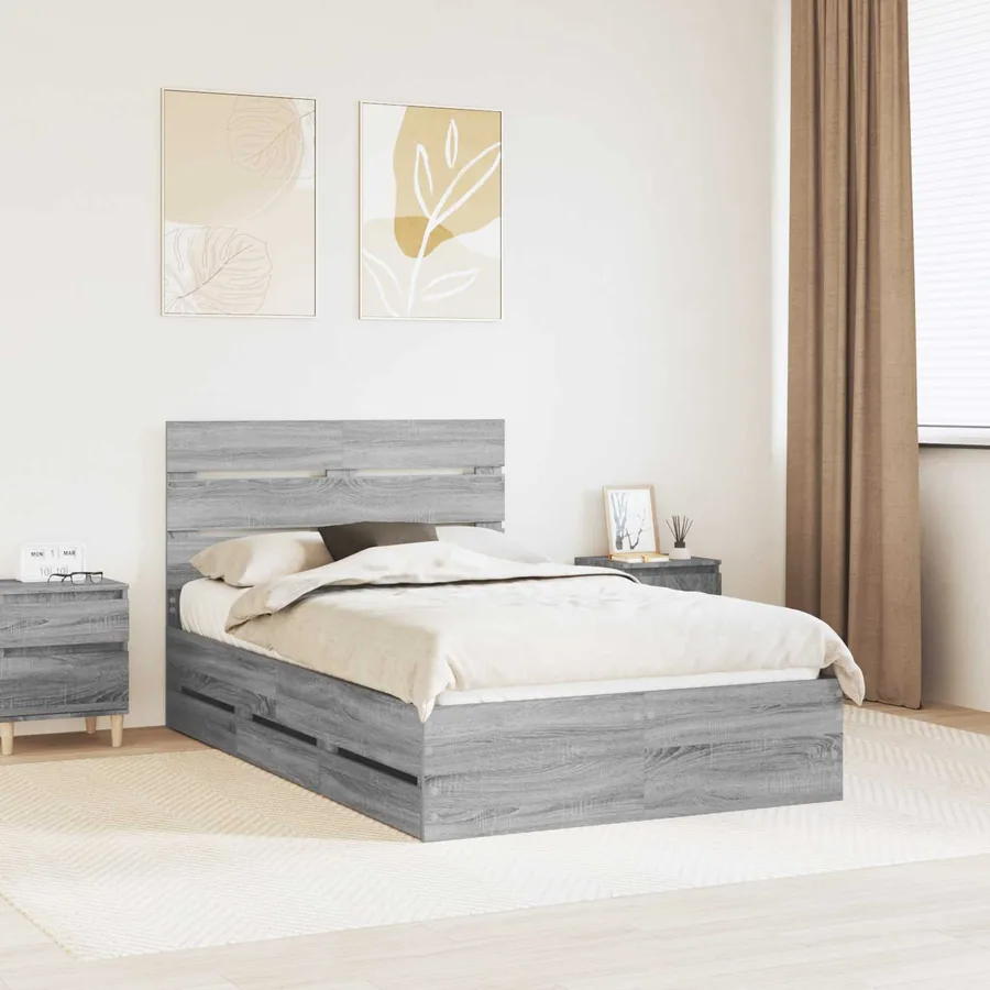 Cadre de lit Gris Sonoma 120 x 190 cm Bois Ingénierie