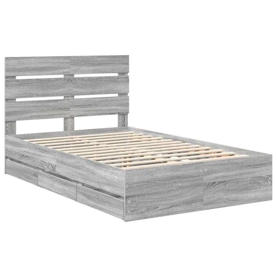Cadre de lit Gris Sonoma 120 x 190 cm Bois Ingénierie - 4