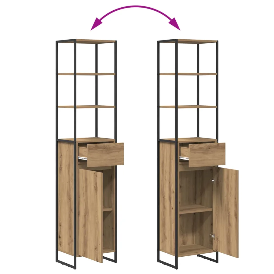 Ensemble de mobilier de salle de bain 4 pc Chêne artisanal - 16
