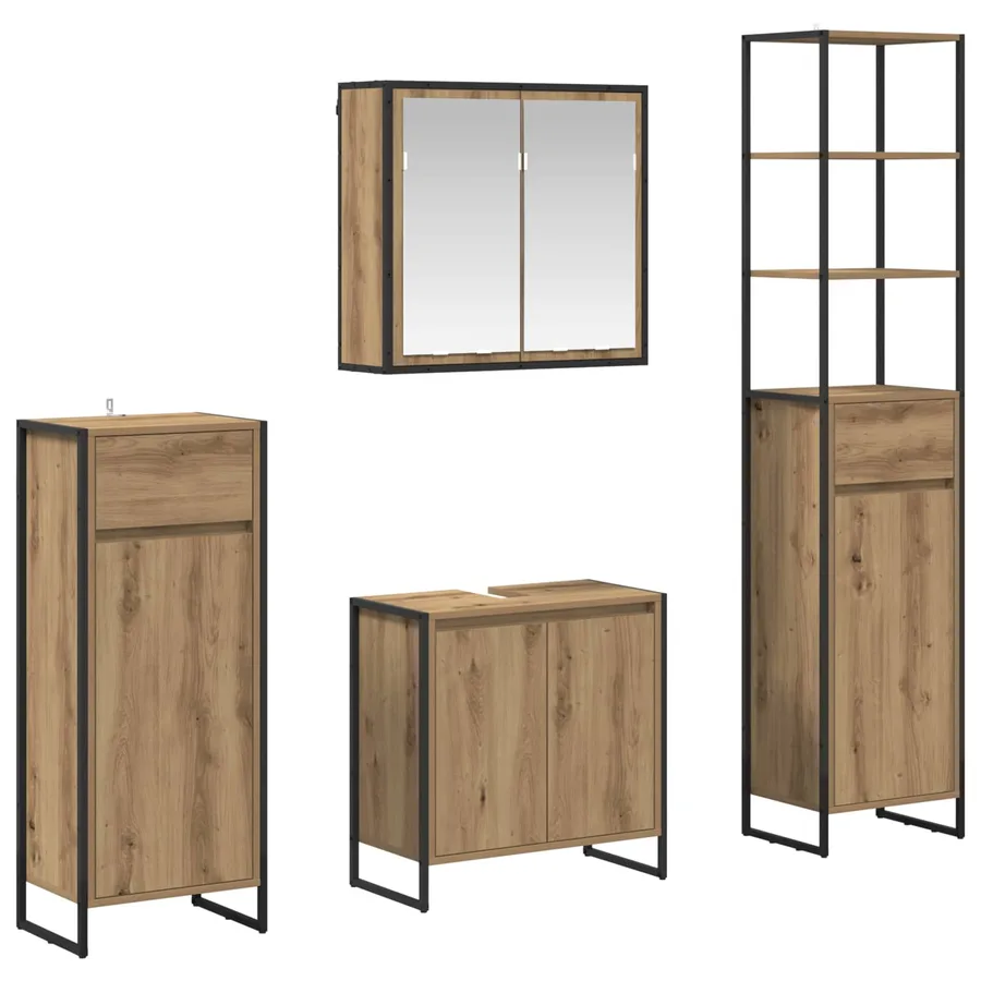 Ensemble de mobilier de salle de bain 4 pc Chêne artisanal - 2