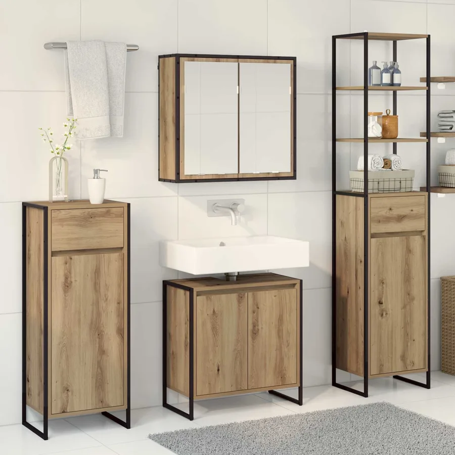 Ensemble de mobilier de salle de bain 4 pc Chêne artisanal - 4