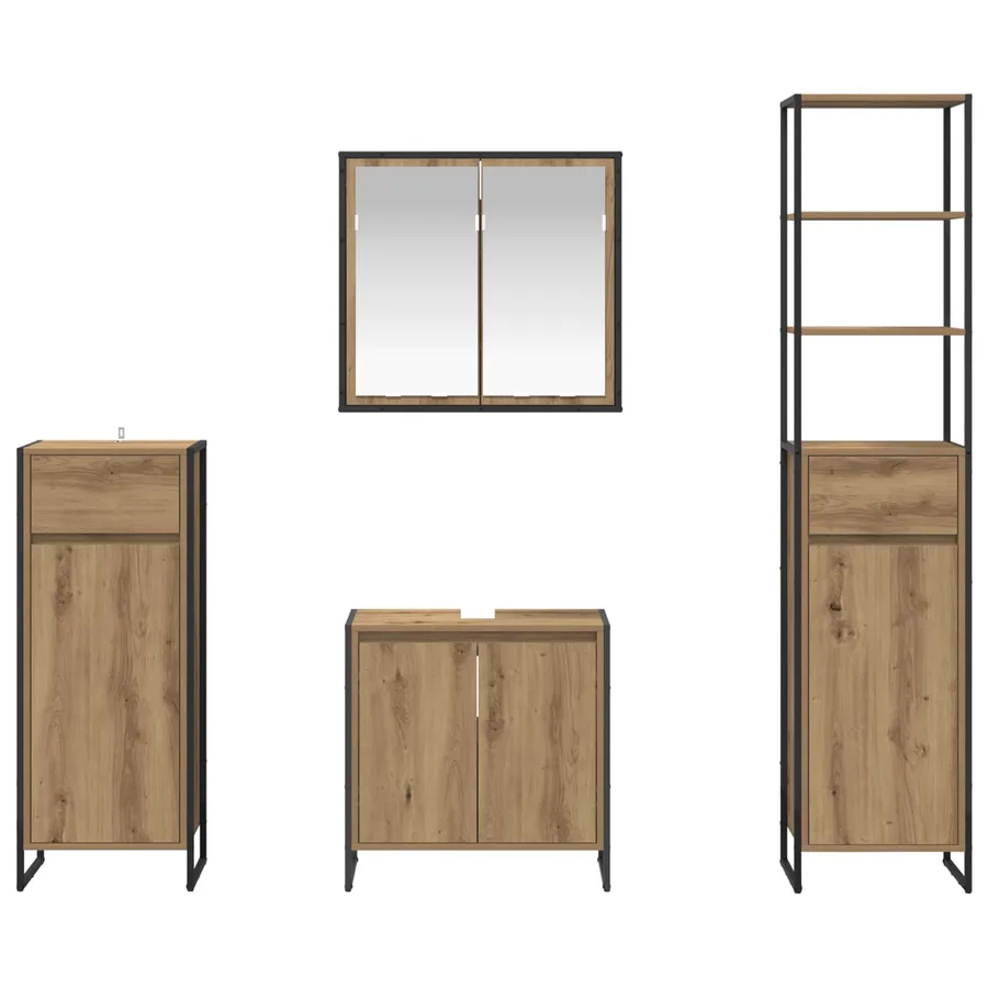 Ensemble de mobilier de salle de bain 4 pc Chêne artisanal - 9