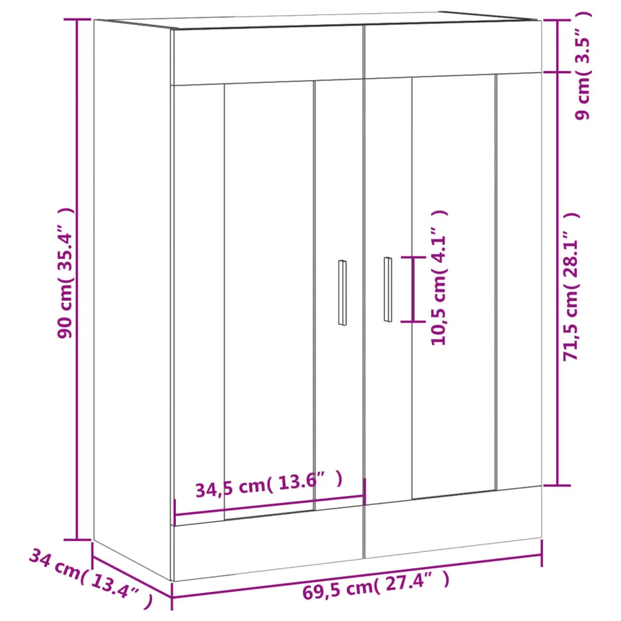Armoire murale chêne marron 69,5x34x90 cm bois d'ingénierie - 13