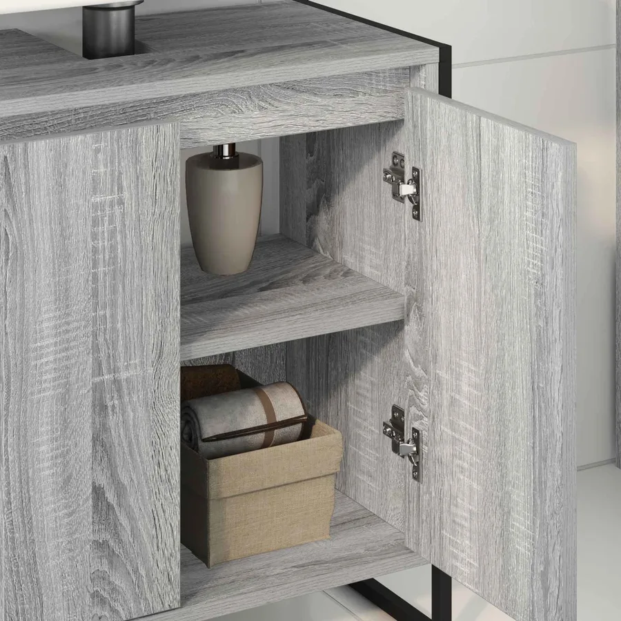 Cabinet de salle de bain avec porte Gris Sonoma 60 x 30 x 60 cm - 4