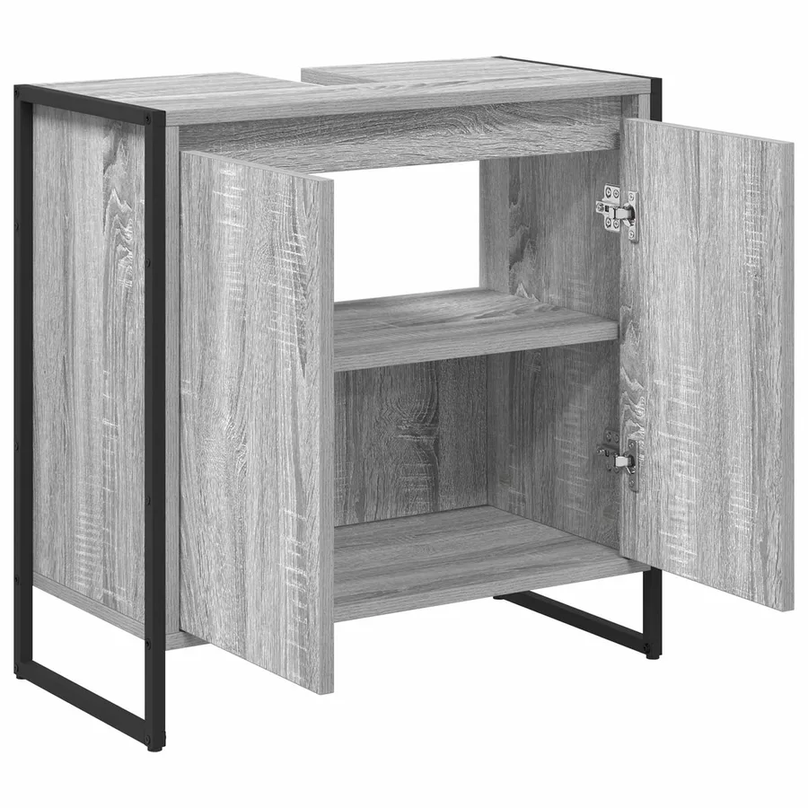 Cabinet de salle de bain avec porte Gris Sonoma 60 x 30 x 60 cm - 5