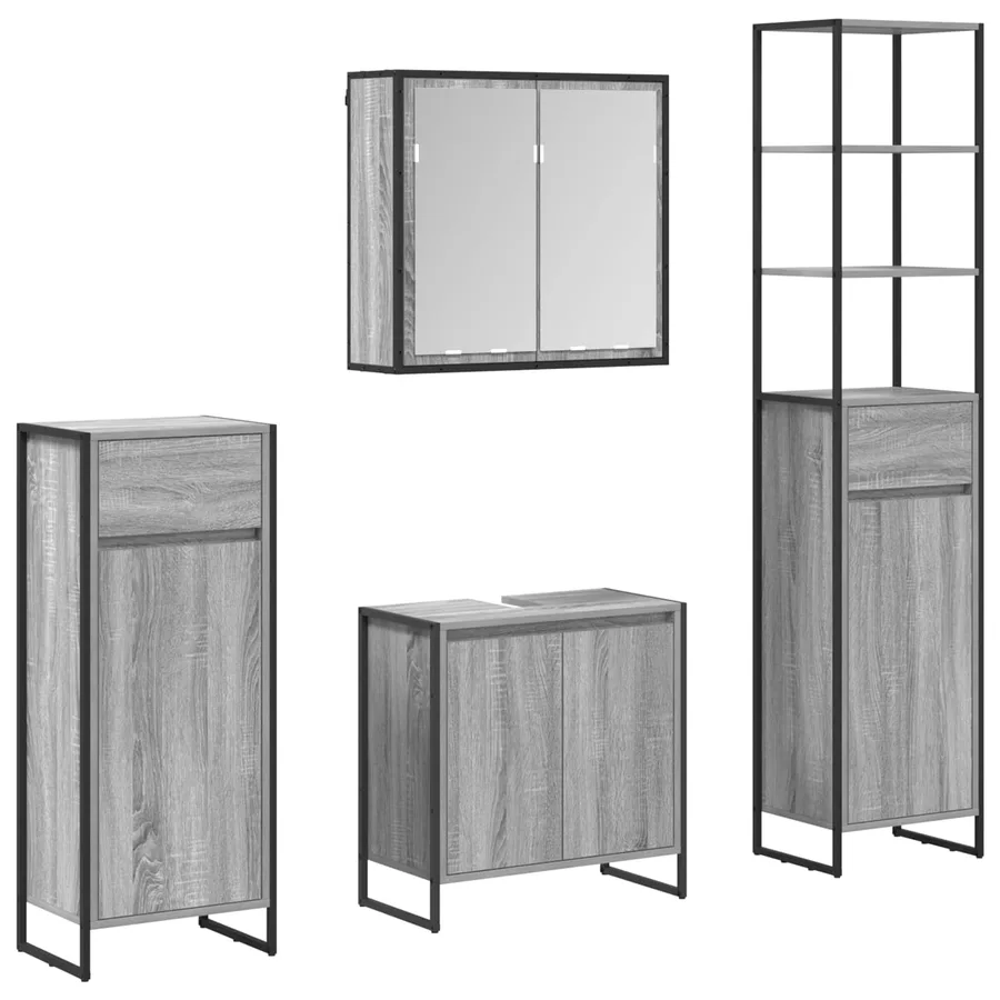 Ensemble de mobilier de salle de bain avec tiroir Gris Sonoma - 2