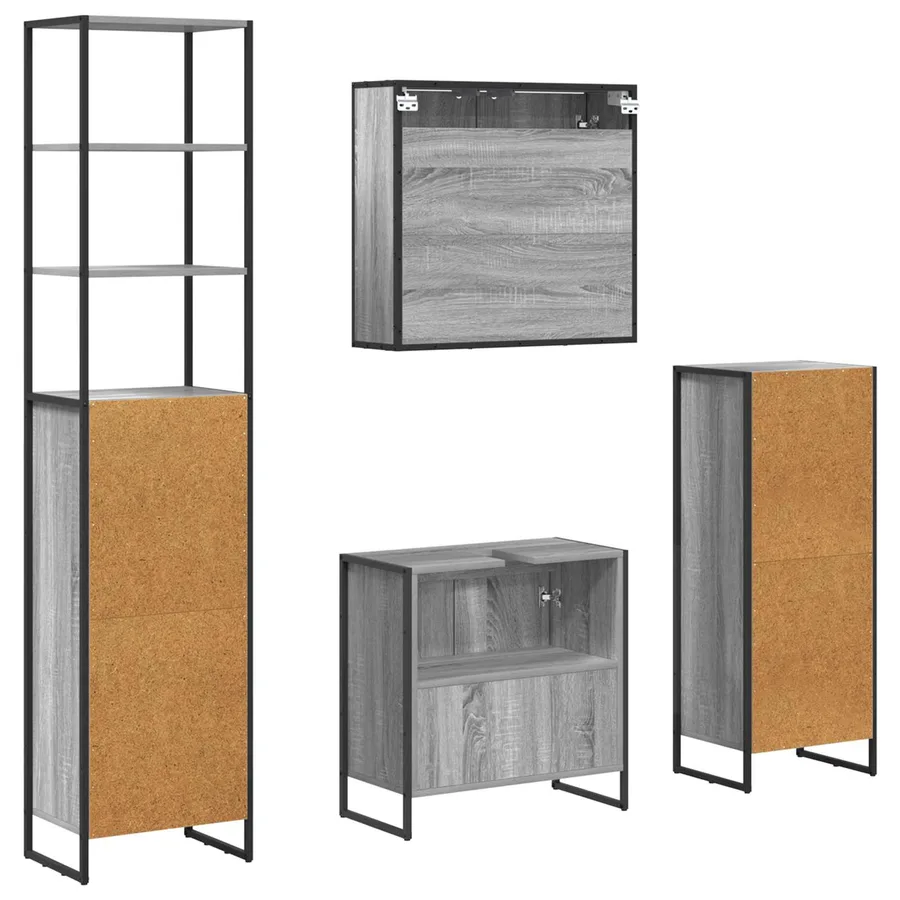 Ensemble de mobilier de salle de bain avec tiroir Gris Sonoma - 8