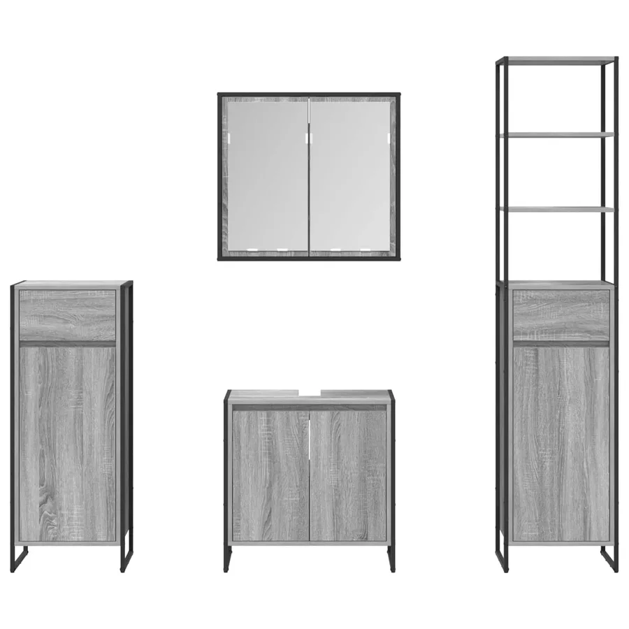 Ensemble de mobilier de salle de bain avec tiroir Gris Sonoma - 9
