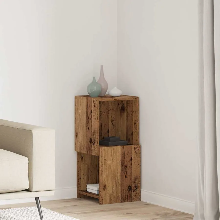 Meuble d'angle Bois ancien 30,5x30x65cm Bois d'ingénierie