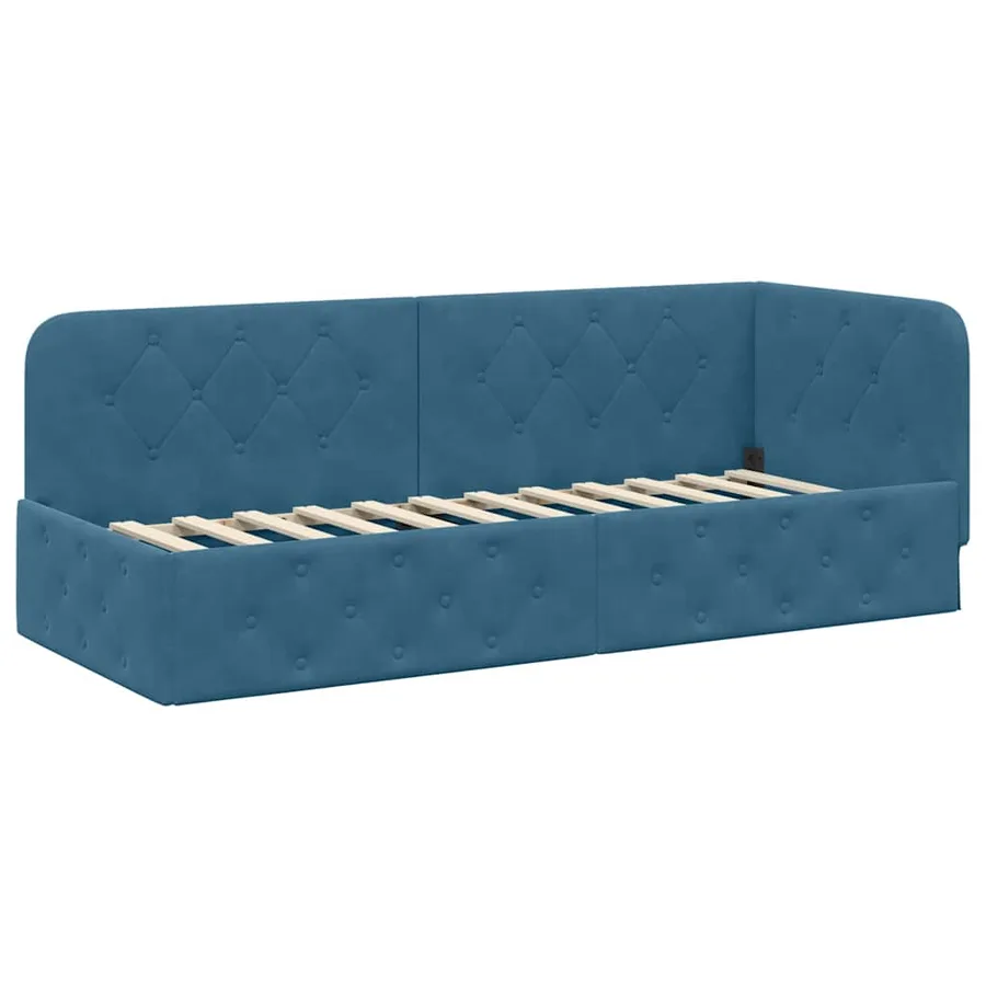 Cadre de lit d'angle Bleu 80 x 200 cm Velours - 2