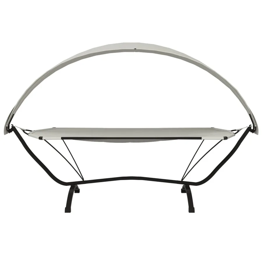 Lit de repos d'extérieur et auvent Crème Acier et tissu Oxford - 3