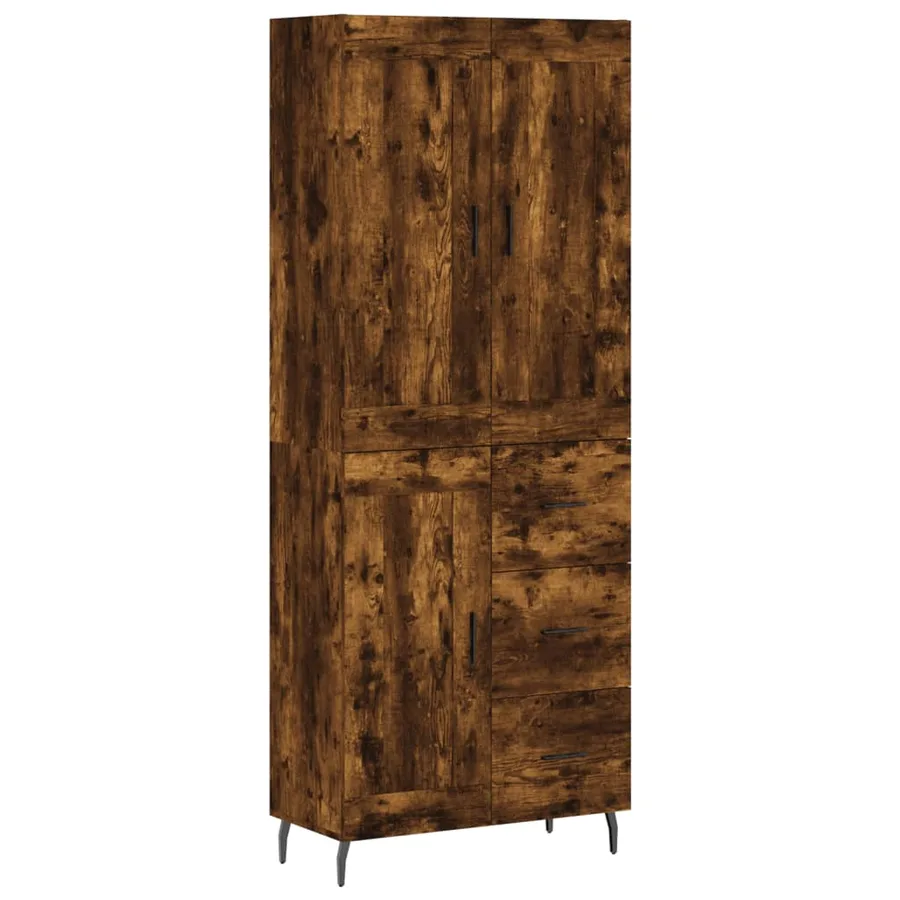 Buffet haut Chêne fumé 69,5x34x180 cm Bois d'ingénierie - 2