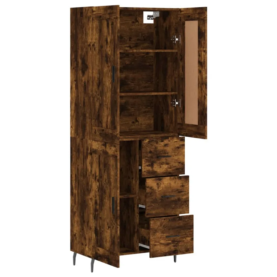 Buffet haut Chêne fumé 69,5x34x180 cm Bois d'ingénierie - 4