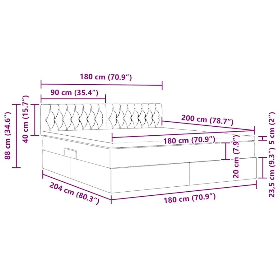 Lit avec rangement et matelas Gris clair 180 x 200 cm - 16