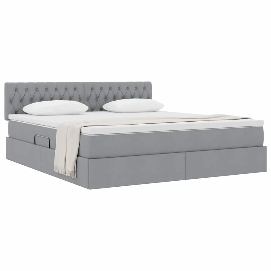 Lit avec rangement et matelas Gris clair 180 x 200 cm - 3