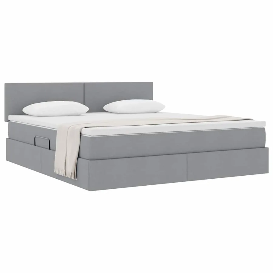 Lit avec rangement et matelas Gris clair 180 x 200 cm - 3
