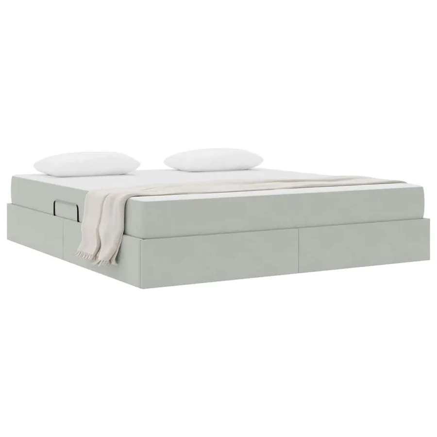Lit avec rangement et matelas Gris clair 180 x 200 cm Velours - 3