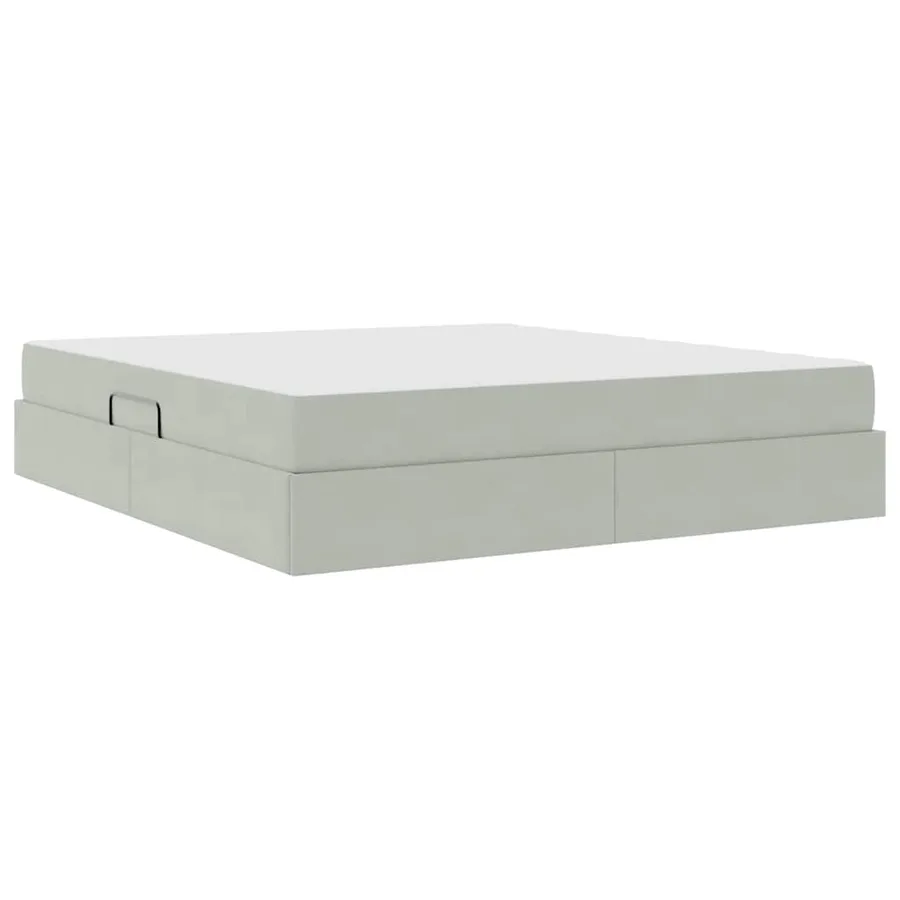 Lit avec rangement et matelas Gris clair 180 x 200 cm Velours - 5