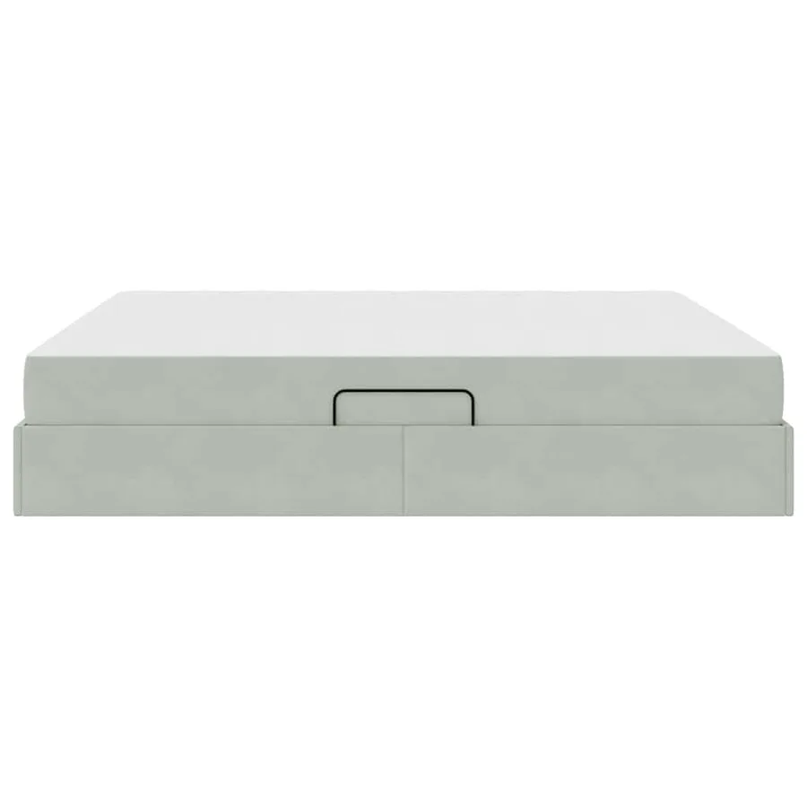 Lit avec rangement et matelas Gris clair 180 x 200 cm Velours - 9