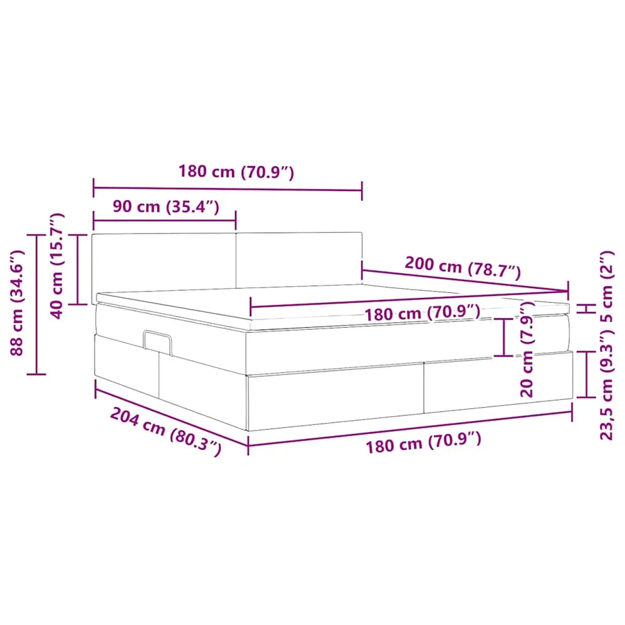 Lit de rangement LED avec matelas Gris clair 180 x 200 cm - 17