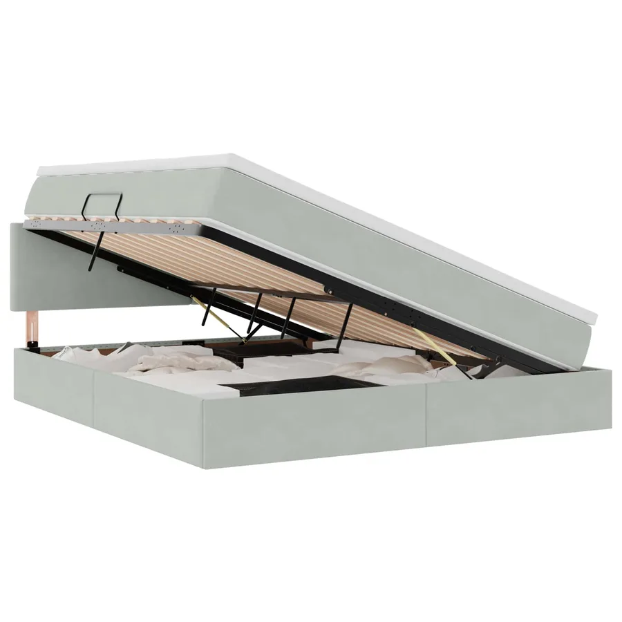 Lit de rangement LED avec matelas Gris clair 180 x 200 cm - 2